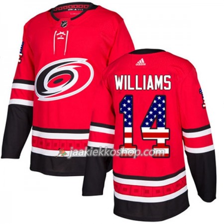 Miehille NHL Carolina Hurricanes Pelipaita Justin Williams 14 Adidas 2017-2018 Punainen USA Flag Fashion Authentic